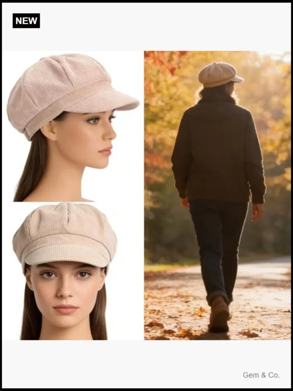 Classic Corduroy Newsboy Cap Winter Hat Octagonal Painter Beret Adjustable